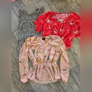 Bundle Lot Womens Top Shirt Blouse XS Leopard Floral